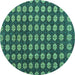 Round Abstract Turquoise Modern Rug, abs4880turq