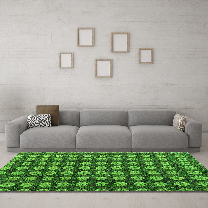 Machine Washable Abstract Green Modern Area Rugs in a Living Room,, wshabs4880grn