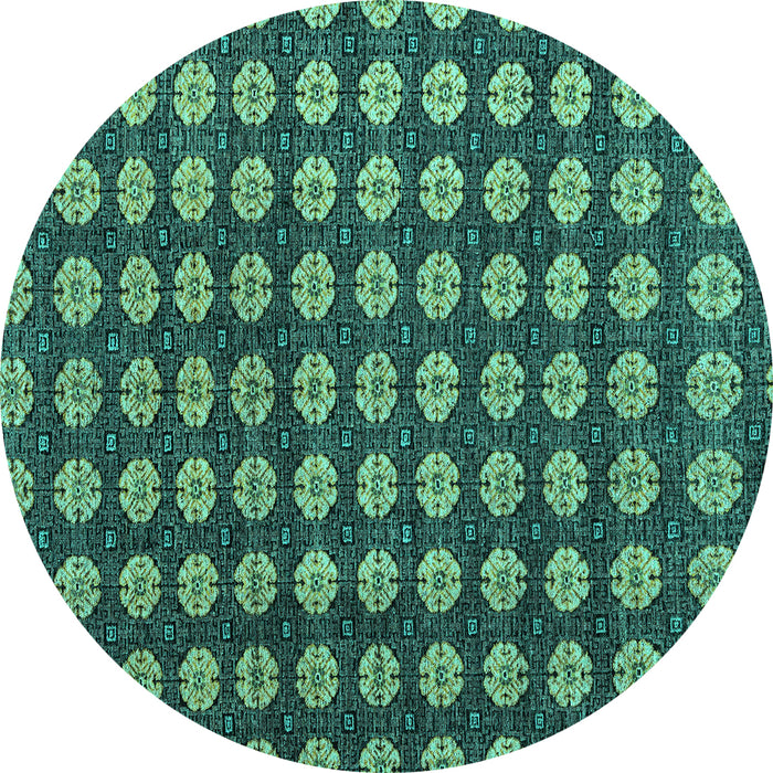 Round Machine Washable Abstract Turquoise Modern Area Rugs, wshabs4880turq