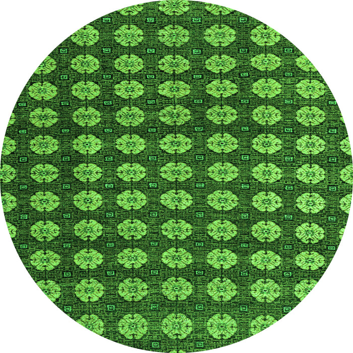 Round Abstract Green Modern Rug, abs4880grn