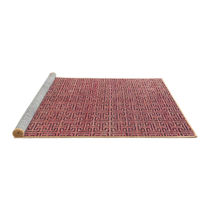 Sideview of Machine Washable Abstract Brown Red Rug, wshabs4881