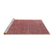 Sideview of Machine Washable Abstract Brown Red Rug, wshabs4881