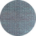 Round Abstract Light Blue Modern Rug, abs4881lblu