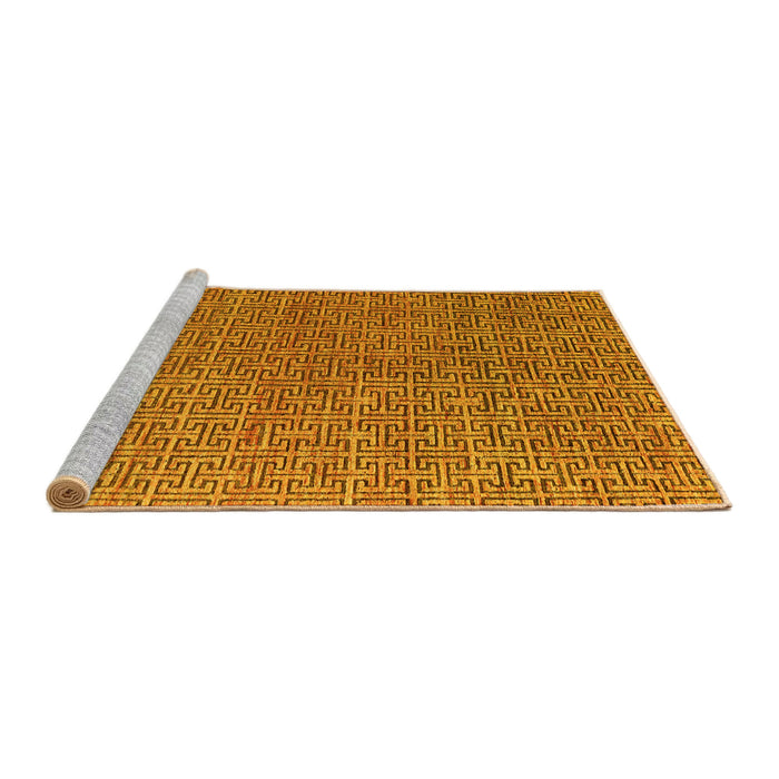 Sideview of Machine Washable Abstract Yellow Modern Rug, wshabs4881yw