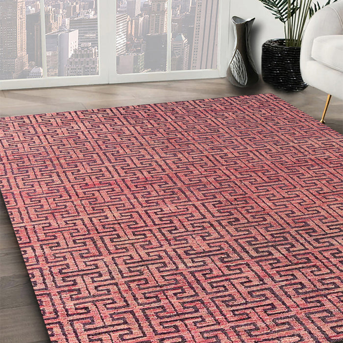 Machine Washable Abstract Brown Red Rug in a Family Room, wshabs4881