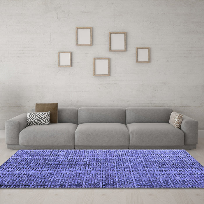 Machine Washable Abstract Blue Modern Rug in a Living Room, wshabs4881blu