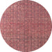 Round Abstract Brown Red Modern Rug, abs4881