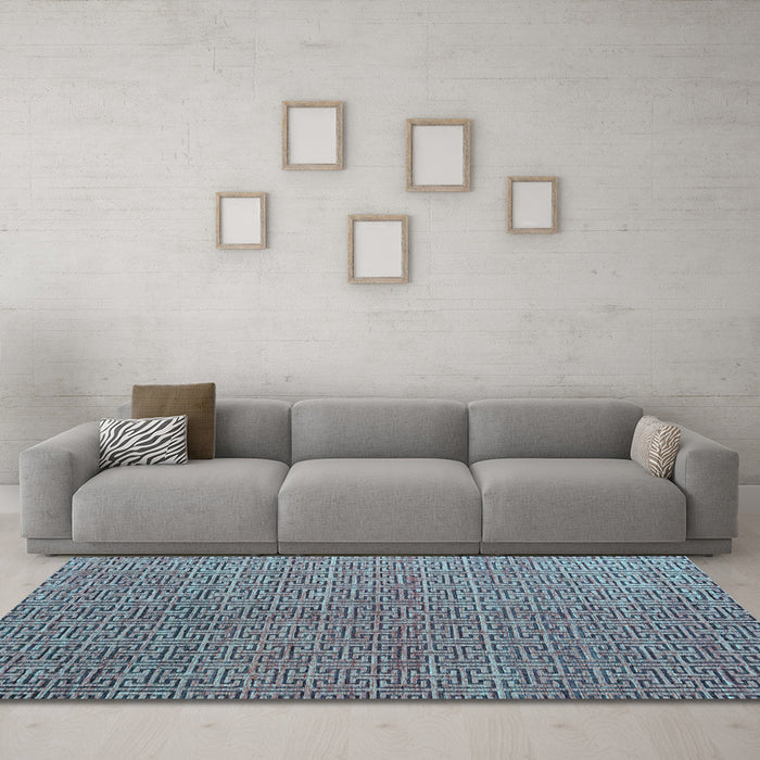 Machine Washable Abstract Light Blue Modern Rug in a Living Room, wshabs4881lblu