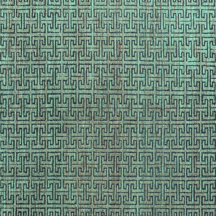 Square Machine Washable Abstract Turquoise Modern Area Rugs, wshabs4881turq