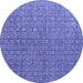 Round Abstract Blue Modern Rug, abs4881blu