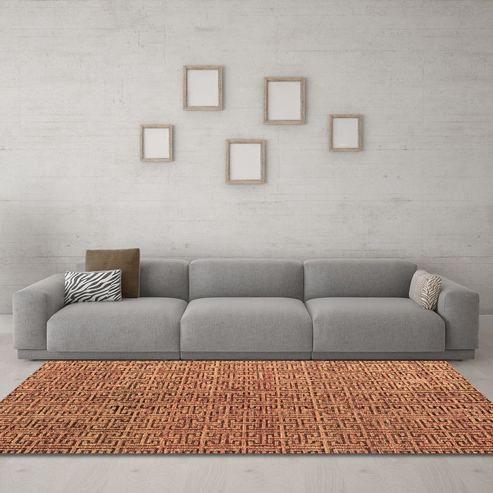 Machine Washable Abstract Brown Modern Rug in a Living Room,, wshabs4881brn