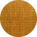 Round Abstract Yellow Modern Rug, abs4881yw