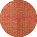 Round Machine Washable Abstract Orange Modern Area Rugs, wshabs4881org