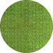 Round Machine Washable Abstract Green Modern Area Rugs, wshabs4881grn