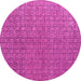 Round Machine Washable Abstract Pink Modern Rug, wshabs4881pnk