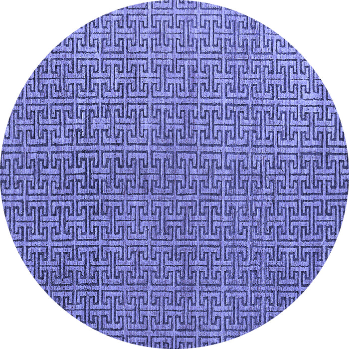 Round Machine Washable Abstract Blue Modern Rug, wshabs4881blu