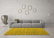 Machine Washable Abstract Yellow Modern Rug in a Living Room, wshabs4882yw