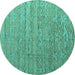 Round Abstract Turquoise Modern Rug, abs4882turq