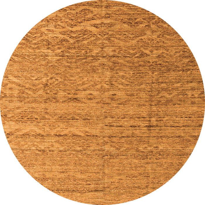 Round Machine Washable Abstract Orange Modern Area Rugs, wshabs4882org
