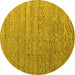 Round Machine Washable Abstract Yellow Modern Rug, wshabs4882yw