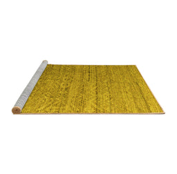 Sideview of Machine Washable Abstract Yellow Modern Rug, wshabs4882yw
