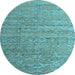 Round Abstract Light Blue Modern Rug, abs4882lblu