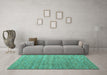 Machine Washable Abstract Turquoise Modern Area Rugs in a Living Room,, wshabs4882turq