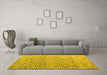 Machine Washable Abstract Yellow Modern Rug in a Living Room, wshabs4883yw