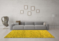 Machine Washable Abstract Yellow Modern Rug, wshabs4883yw