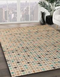 Abstract Dark Almond Brown Modern Rug, abs4883