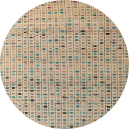 Round Abstract Dark Almond Brown Modern Rug, abs4883