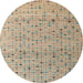 Round Abstract Dark Almond Brown Modern Rug, abs4883