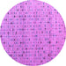 Round Machine Washable Abstract Purple Modern Area Rugs, wshabs4883pur