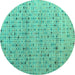 Round Abstract Turquoise Modern Rug, abs4883turq