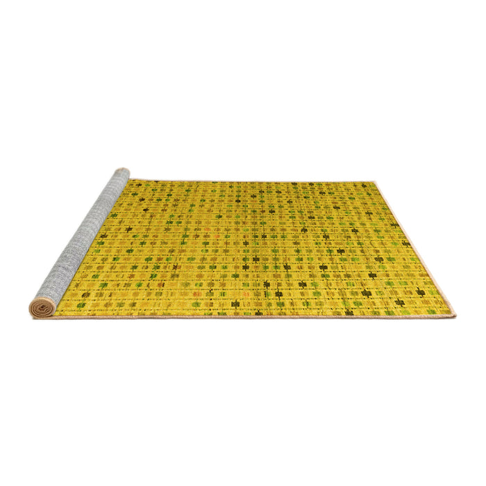 Sideview of Machine Washable Abstract Yellow Modern Rug, wshabs4883yw