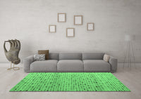 Machine Washable Abstract Emerald Green Modern Rug, wshabs4883emgrn