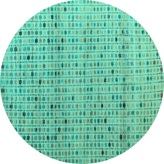 Round Machine Washable Abstract Turquoise Modern Area Rugs, wshabs4883turq