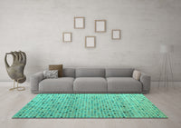 Machine Washable Abstract Turquoise Modern Rug, wshabs4883turq