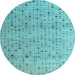 Round Abstract Light Blue Modern Rug, abs4883lblu