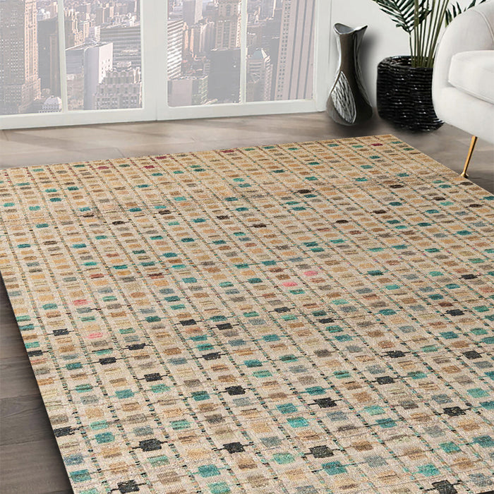 Abstract Dark Almond Brown Modern Rug in Family Room, abs4883