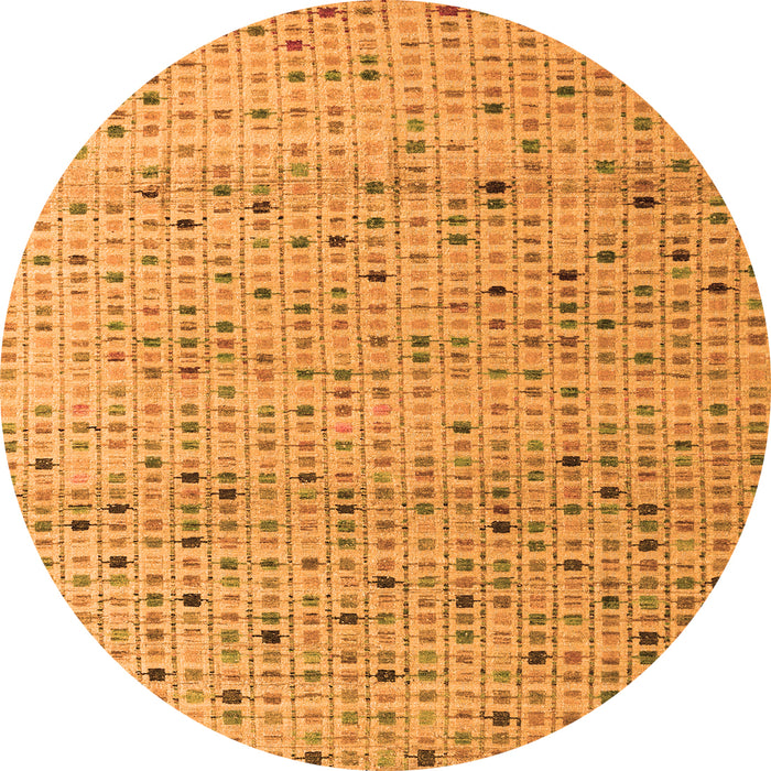Round Machine Washable Abstract Orange Modern Area Rugs, wshabs4883org