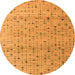 Round Machine Washable Abstract Orange Modern Area Rugs, wshabs4883org