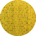 Round Abstract Yellow Modern Rug, abs4883yw