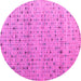 Round Machine Washable Abstract Pink Modern Rug, wshabs4883pnk