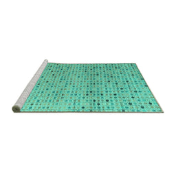 Sideview of Machine Washable Abstract Turquoise Modern Area Rugs, wshabs4883turq