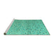 Sideview of Machine Washable Abstract Turquoise Modern Area Rugs, wshabs4883turq