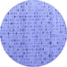 Round Machine Washable Abstract Blue Modern Rug, wshabs4883blu