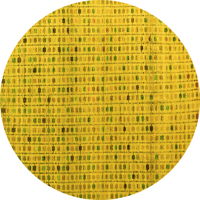 Round Machine Washable Abstract Yellow Modern Rug, wshabs4883yw