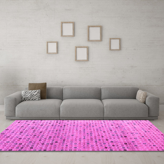 Machine Washable Abstract Pink Modern Rug in a Living Room, wshabs4883pnk