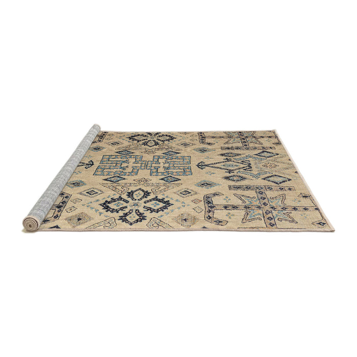 Sideview of Machine Washable Abstract Khaki Green Rug, wshabs4884